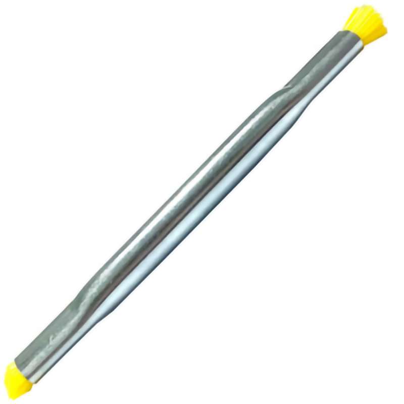 Applicator Brush, Double End, Static Dissipative, Nylon 0.016" Bsr, Zinc Plated 3/8"x4-1/2" Hdl, ESD